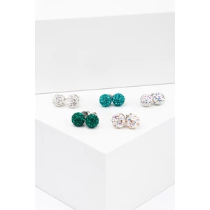 A & ONE S925 Ezüst Gömb Fülbevaló Sötétzöld Swarovski® Kövekkel