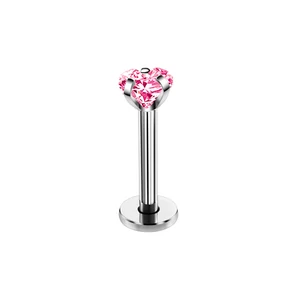 A & ONE Ezüst Színű Orvosi Acél Piercing Rózsaszín Csillag Alakú Cirkónia Kővel, 8 mm
