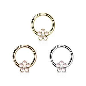 Rosegold 316L Orvosi Acél Orr- És Fülpiercing Apró Virággal