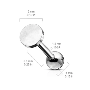 Fekete 316L Orvosi Acél Egyenesszárú Labret Piercing