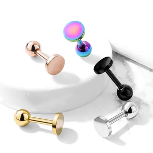 Fekete 316L Orvosi Acél Egyenesszárú Labret Piercing