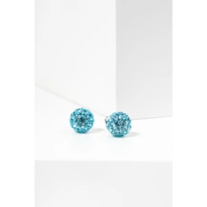 Kék Színű Swarovski Kövekkel Díszített Apró S925 Ezüst Gömb Fülbevaló