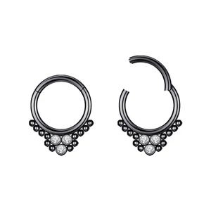 A & ONE  Köves Fekete Színű Karika Orr/Fül Piercing