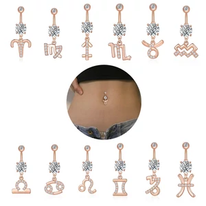 A & ONE Arany Színű Rozsdamentes Acél Köldök Piercing Csillagjegy Medállal Vízöntő 
