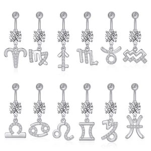 A & ONE Ezüst Színű Rozsdamentes Acél Köldök Piercing Csillagjegy Medállal Mérleg