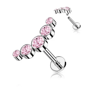 316L Orvosi Acél Lila Színű Piercing Kövekkel