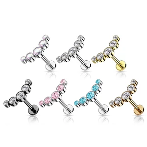 316L Orvosi Acél Arany Színű Piercing Kövekkel