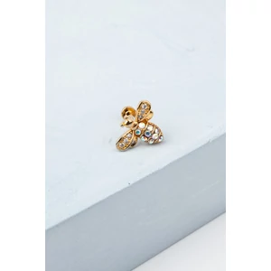 A & ONE Ródiumozott, Arany Színű Orvosi Acél, Méhecske Alakú Színes Cirkónia Köves Piercing