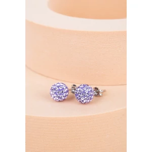 S925 Ezüst Gömb Fülbevaló Lila Swarovski® Kövekkel