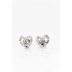 Ezüst Színű Rozsdamentes Acél Szív Alakú Fülbevaló Cirkónia Kövekkel