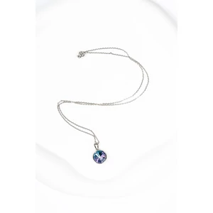 Rozsdamentes Acél Nyaklánc Kör Alakú Színváltós Swarovski® Köves Medállal 