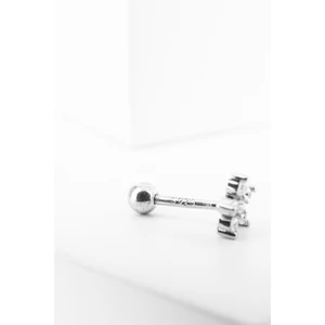 S925 Ezüst Virág Alakú Barbell Piercing Cirkónia Kövekkel -1db