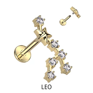 A & ONE Arany Színű 316L Orvosi Acél Labret Piercing Oroszlán Csillagjegy