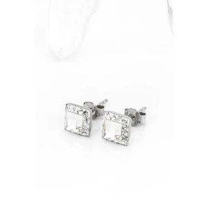 A&ONE S925 Ezüst Négyzet Alakú Fülbevaló Fehér Swarovski® Kövekkel