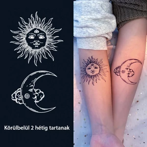 Növényi Alapú Tartós Matrica Tetoválás Nap-Hold Motívumokkal