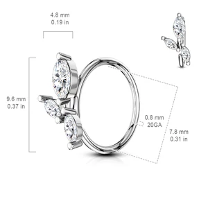Ezüst Színű Réz Orr Piercing Cirkónia Kövekkel Kirakva