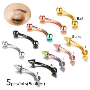 A & ONE 5 db-os 316L Rozsdamentes Acél Szemöldök Piercing Szett Bogyós Véggel