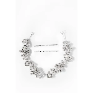 Ezüst Színű Virág Alakú Kövekkel Díszített Esküvői Hajdrót