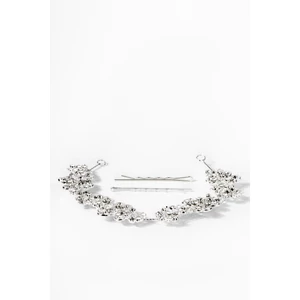 Ezüst Színű Virág Alakú Kövekkel Díszített Esküvői Hajdrót