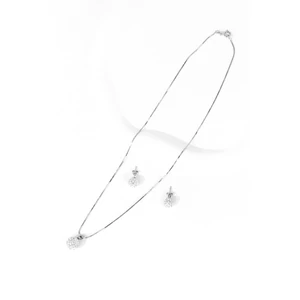 S925 Ezüst Gömb Fülbevaló És Nyaklánc Szett Fehér Swarovski® Kövekkel