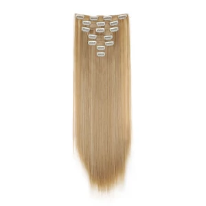 Szőkésbarna 22H613  Egyenes Többsoros Szintetikus 7Csatos Póthaj 60 cm