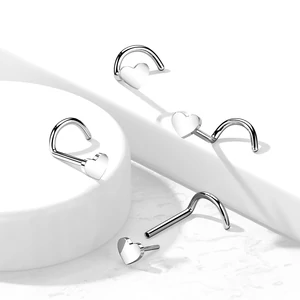 A & ONE Ezüst Színű Hajlított Titánium Orr piercing Szív Alakú Dísszel 
