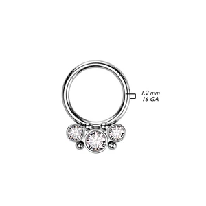A & ONE Ezüst Színű, 316L Orvosi Acél Cirkónia Köves Karika Piercing