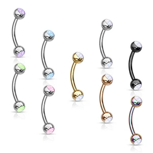 Ezüst Színű Opál Köves Orvosi Acél Szemöldök Piercing
