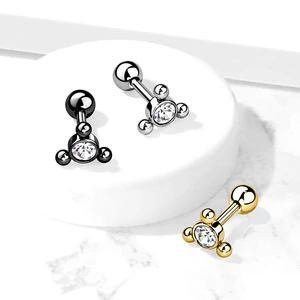 Fehér Kővel Díszített Egyenesszárú 316L Orvosi Acél Piercing
