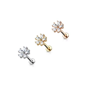 Ezüst Színű Virág Formájú Orvosi Acél Labret Piercing
