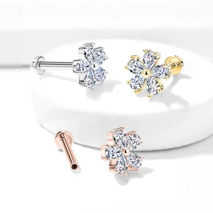 Ezüst Színű Virág Formájú Orvosi Acél Labret Piercing
