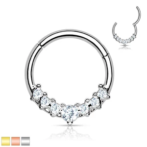 Ezüst Színű Orvosi Acélból Készült Cirkónia Köves Karika Piercing