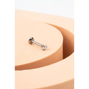 Ezüst Cirkónia Kövekkel Díszített Titánium Egyenesszárú Labret Piercing