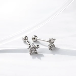 S925 Ezüst Virág Alakú Barbell Piercing Cirkónia Kövekkel -1db