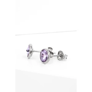 Lila Swarovski Kővel Díszített S925 Ezüst Fülbevaló