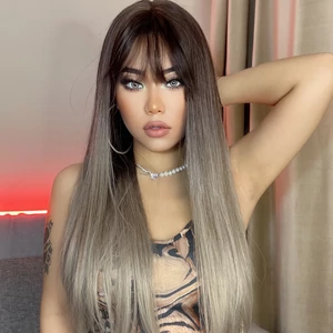 Barna-Szőke Ombre Színű Egyenes Szintetikus Paróka 70 cm