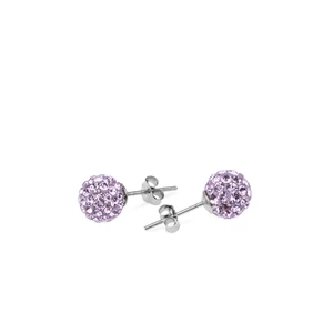 S925 Ezüst Gömb Fülbevaló Lila Swarovski® Kövekkel