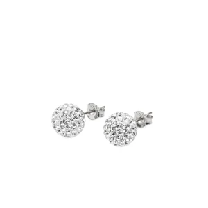 S925 Ezüst Gömb Fülbevaló Fehér Swarovski® Kövekkel