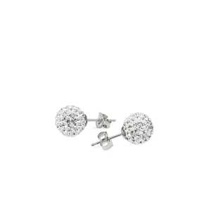 S925 Ezüst Gömb Fülbevaló Fehér Swarovski® Kövekkel