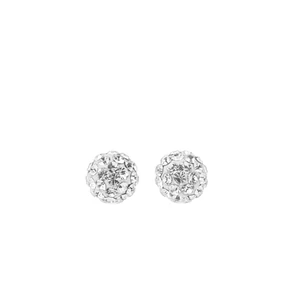 S925 Ezüst Gömb Fülbevaló Fehér Swarovski® Kövekkel