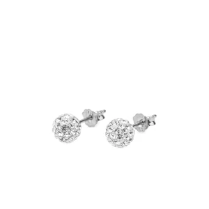 S925 Ezüst Gömb Fülbevaló Fehér Swarovski® Kövekkel