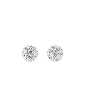 S925 Ezüst Gömb Fülbevaló Fehér Swarovski® Kövekkel