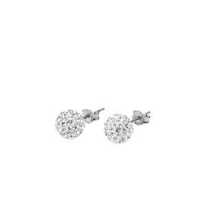 S925 Ezüst Gömb Fülbevaló Fehér Swarovski® Kövekkel