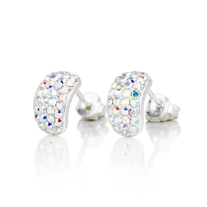 A & ONE Nyitott Félgömb Alakú Színjátszós Swarovski Köves S925 Ezüst Fülbevaló
