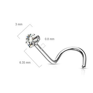 Ezüst Színű 316L Orvosi Acél Orr Piercing Cirkónia ővel
