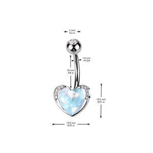 Ezüst Színű 316L Orvosi Acél Köldök Piercing Kék Kővel