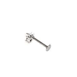 Ezüst Színű Rozsdamentes Acél Labret Piercing Fehér Kővel