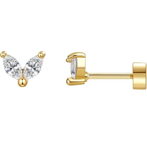 316L Arany Színű Labret Piercing Cirkónia Kővel -1db