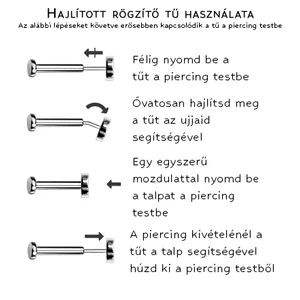 Ezüst Színű Kereszt Alakú Titánium Egyenesszárú Labret Piercing