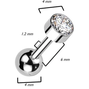 Ezüst Színű Titánium Barbell Piercing Színváltós Kővel